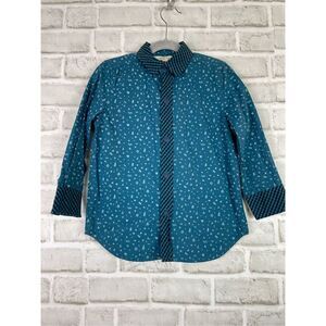 Matilda Jane Jack Frost Button Down Holiday Print Long Sleeve Top Size 4